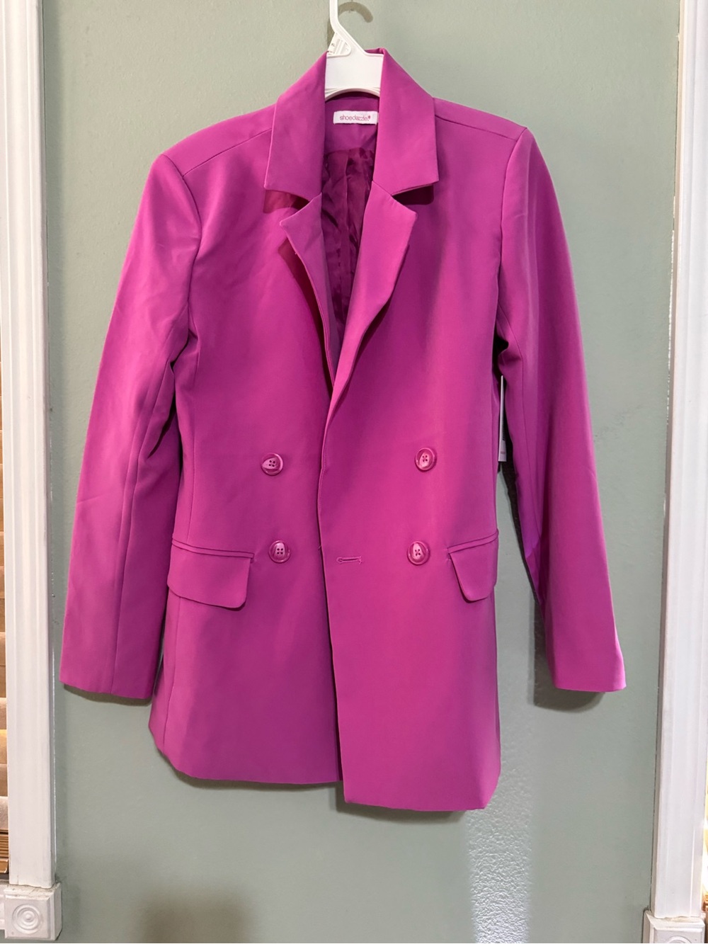 Shoe Dazzle Bright Fuchsia Double-Breasted Blazer